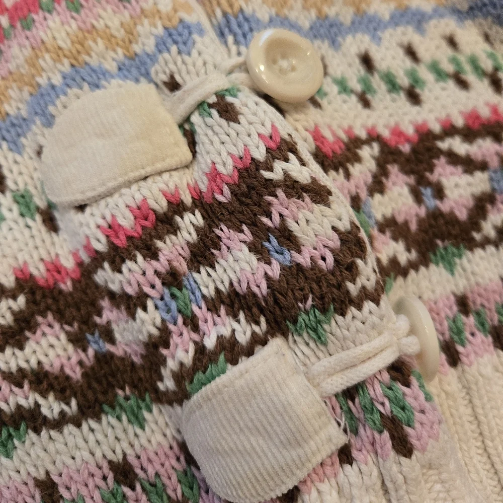 Vintage Y2k Genuine Kids By Oshkosh Colorful Knit Hooded Cardigan